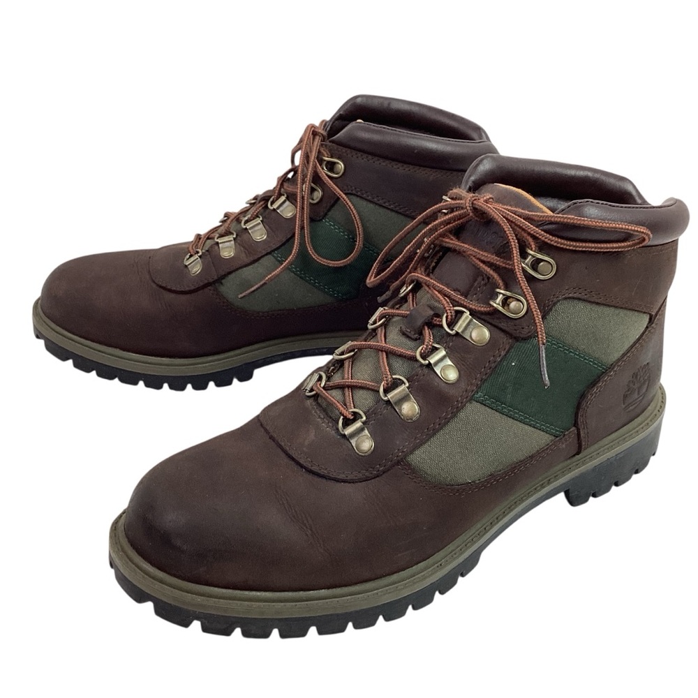 Timberland 6 Inch Leather Canvas Lace Up Field Boots Brown